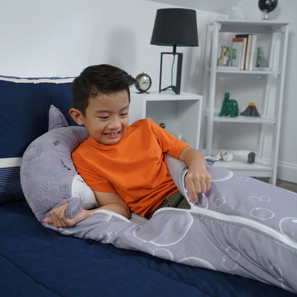 Happy Nappers: Pillow & Sleepy Sack: Large - Grey Shark, Kids 7+