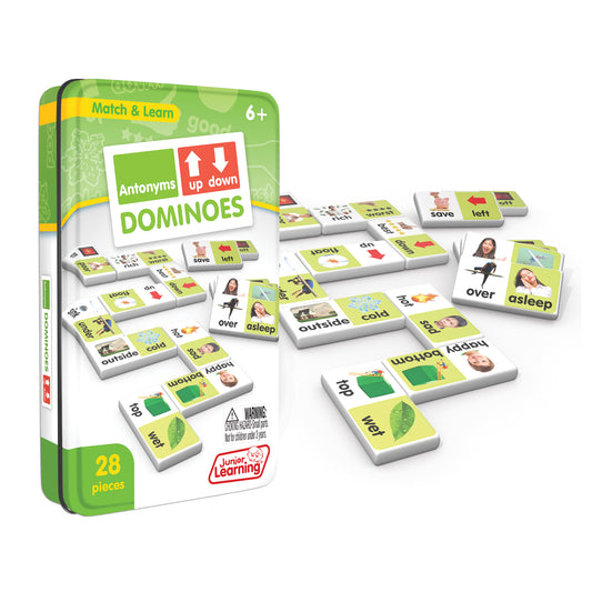 Antonyms Dominoes 28-Piece Matching Game with Collector's Tin