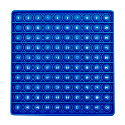 Pop And Learn 100s Hundreds Board blue fidget toy with numbered bubbles 1-100 for math learning