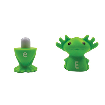 Alphabet Axolotls green letter E toy figures from 26-piece matching set