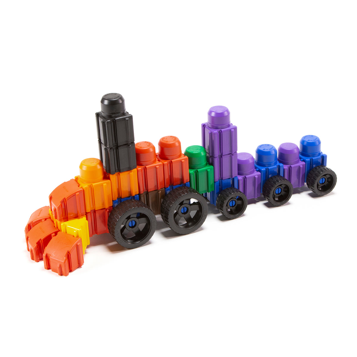Snapo Jr. Mega Builders Kit 125-piece colorful building set with rainbow train toy