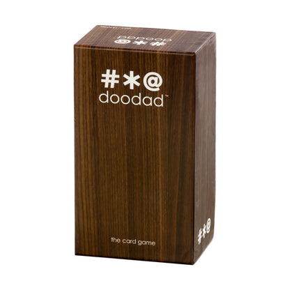 Doodad Strategy Card Game box with dark wood texture and white logo