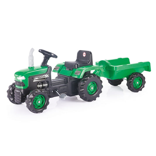 Dolu: Pedal Operated: Tractor w/Trailer - Green - Pedal Ride-On Vehicle