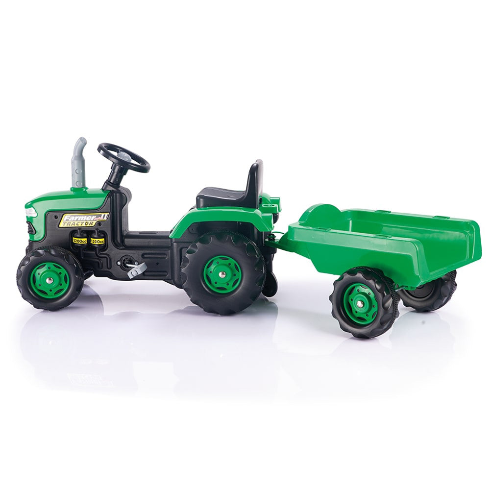 Dolu: Pedal Operated: Tractor w/Trailer - Green - Pedal Ride-On Vehicle