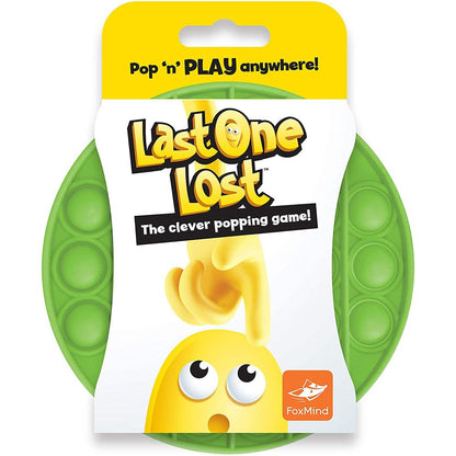 Last One Lost portable strategy game packaging with green pea pod-shaped cases and yellow character with wide eyes