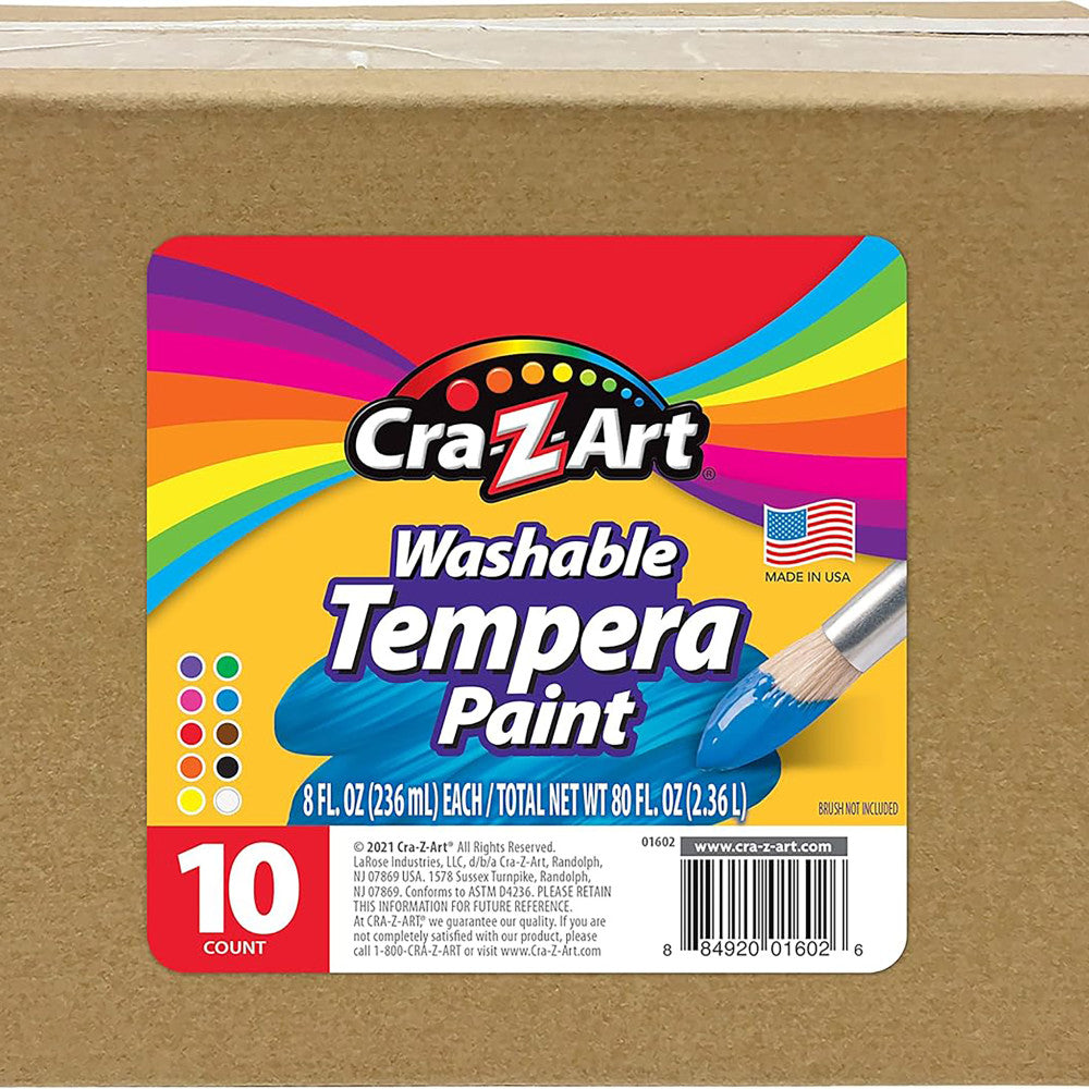 Cra-Z-Art: Classroom Pack: Washable Tempera Paints - 10 Bottle - 8oz Each