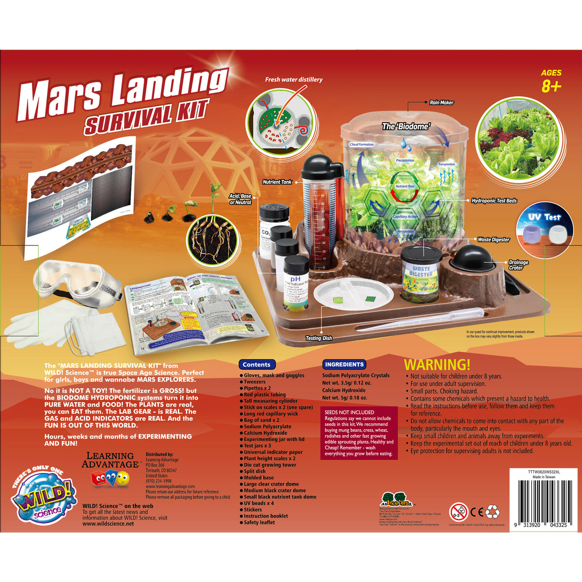 Wild Science Mars Landing Survival Kit with biodome, growing plants, and STEM experiment tools