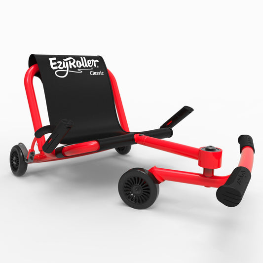 EzyRoller Classic red and black ride-on scooter with extendable frame for kids
