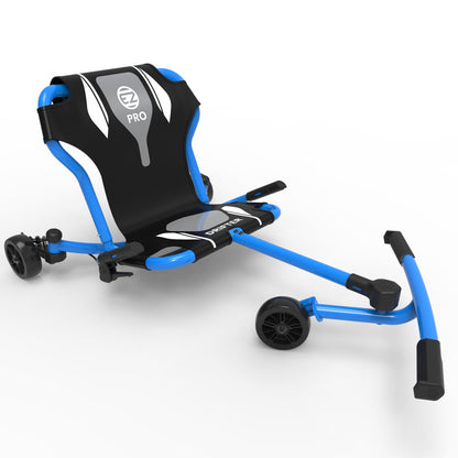 EzyRoller Drifter Pro X blue and black ride-on scooter with three wheels and foot pedal control, shown on plain background