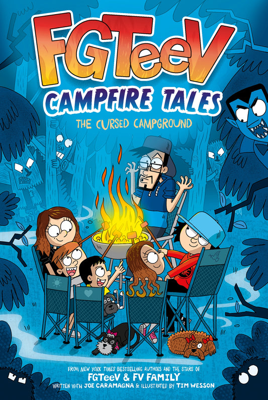 Fgteev Campfire Tales The Cursed Campground book cover with family around campfire