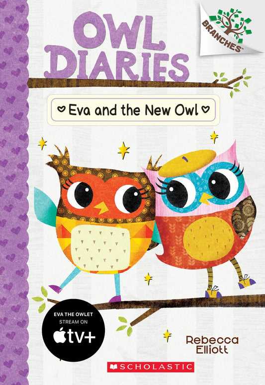 Owl Diaries Eva and the New Owl book featuring colorful illustrated owls