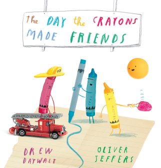 Day the Crayons Made Friends toy set with colorful crayon characters and fire truck
