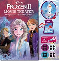 Disney Frozen 2 Movie Theater Storybook with Handheld Projector featuring Elsa, Anna, and Olaf on cover with projector device and colorful lens discs