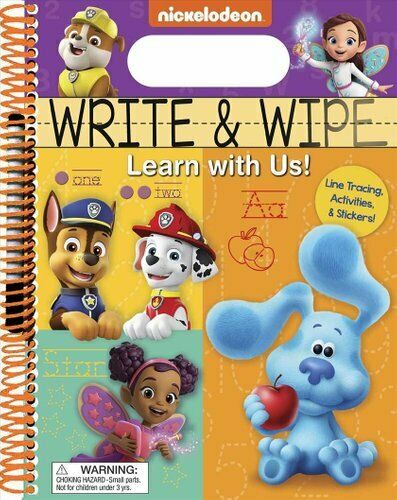 Nickelodeon Write and Wipe Learn with Us activity book with line tracing and stickers
