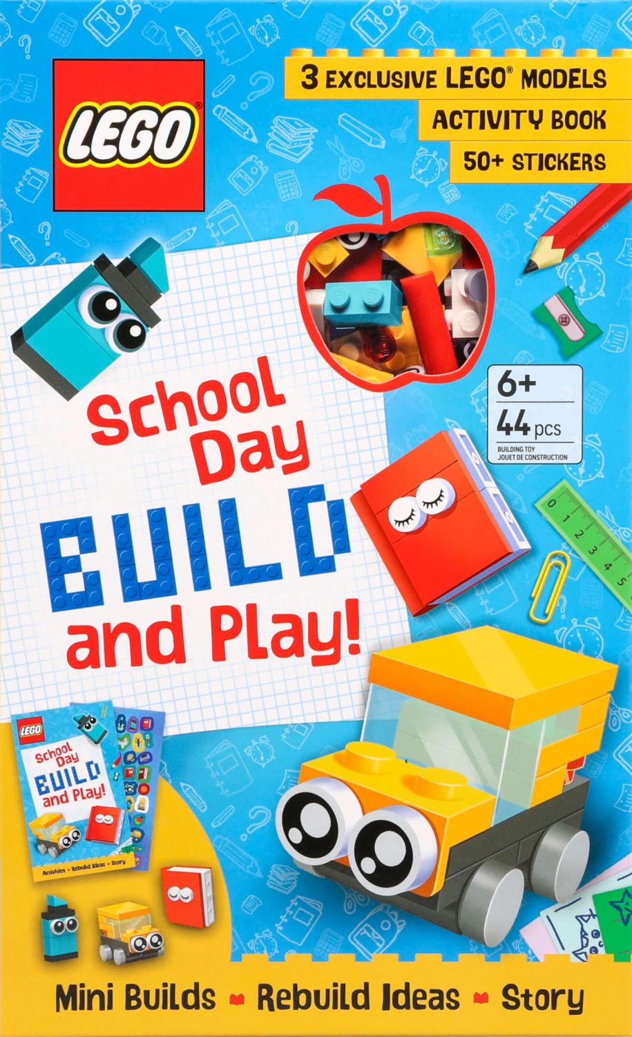 LEGO School Day Build and Play Box with 3 exclusive models, activity book, and 50+ stickers for ages 6+