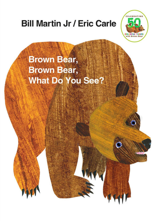 Brown Bear, Brown Bear, What Do You See? children's book with colorful illustrated brown bear