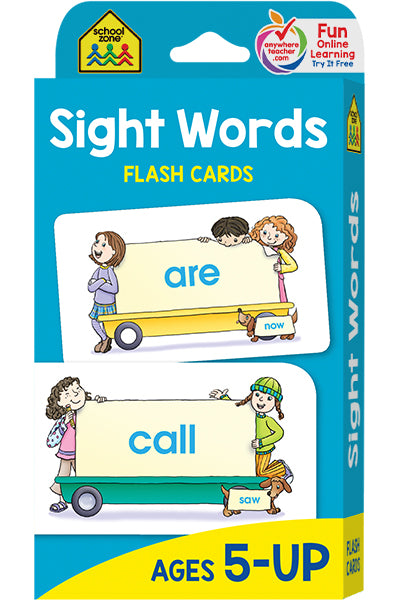 Sight Words Flash Cards for ages 5+, educational learning tool with colorful illustrations and sight words like 'are'...