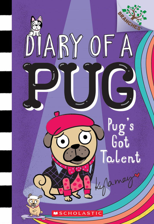 Diary of a Pug: Pugs Got Talent book with cute pug character wearing pink outfit