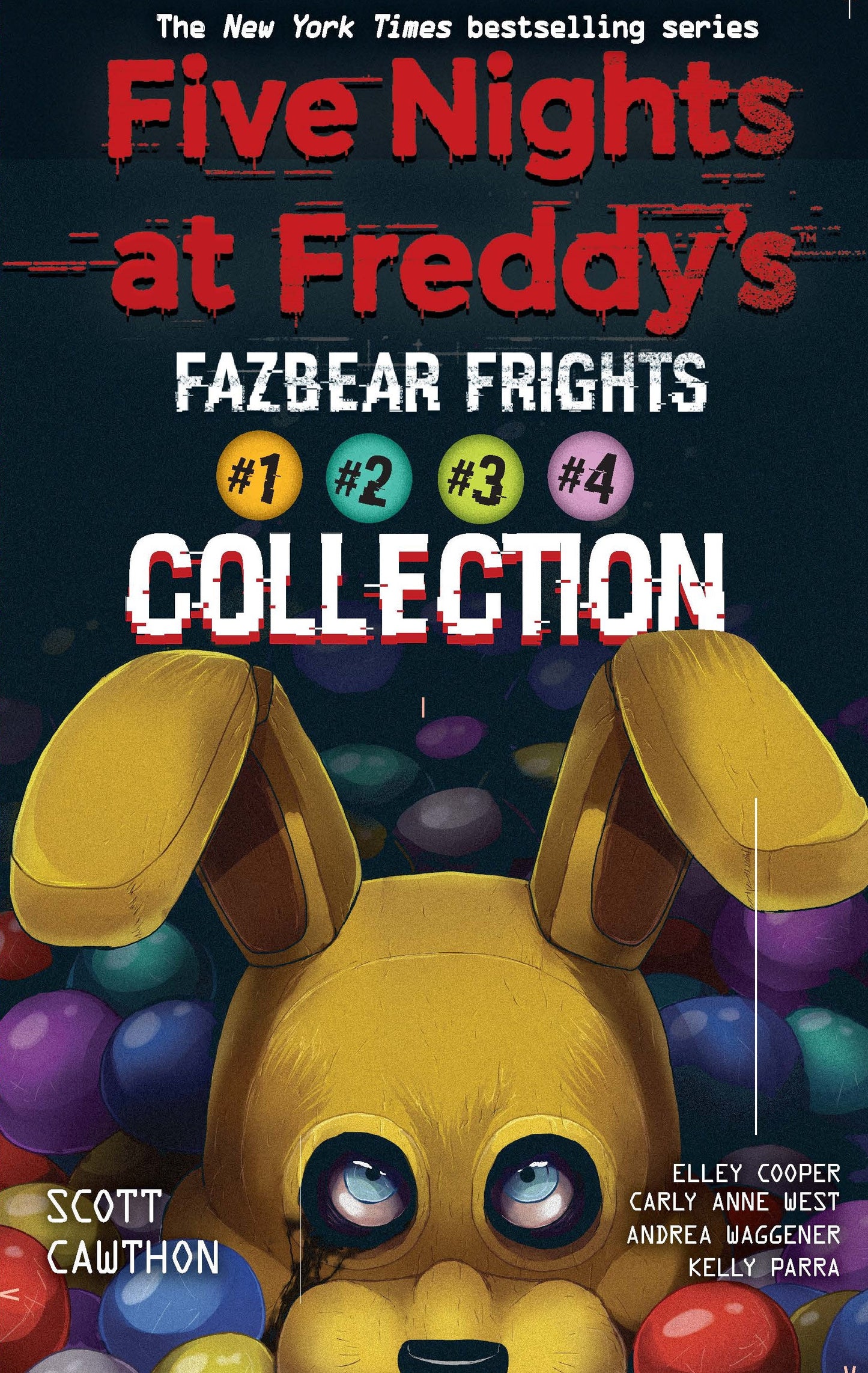 The New York Times bestselling series Five Nights at Freddy's Fazbear Frights #1 #2 #3 #4 Collection book cover featuring a golden animatronic bear with large e