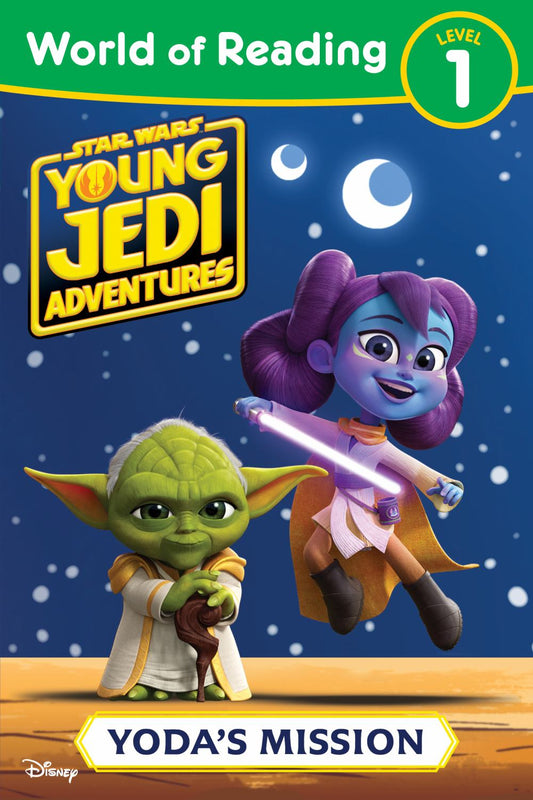 World of Reading Level 1: Star Wars Young Jedi Adventures - Yoda's Mission book cover featuring Yoda and a young Jedi character with lightsaber against a starry