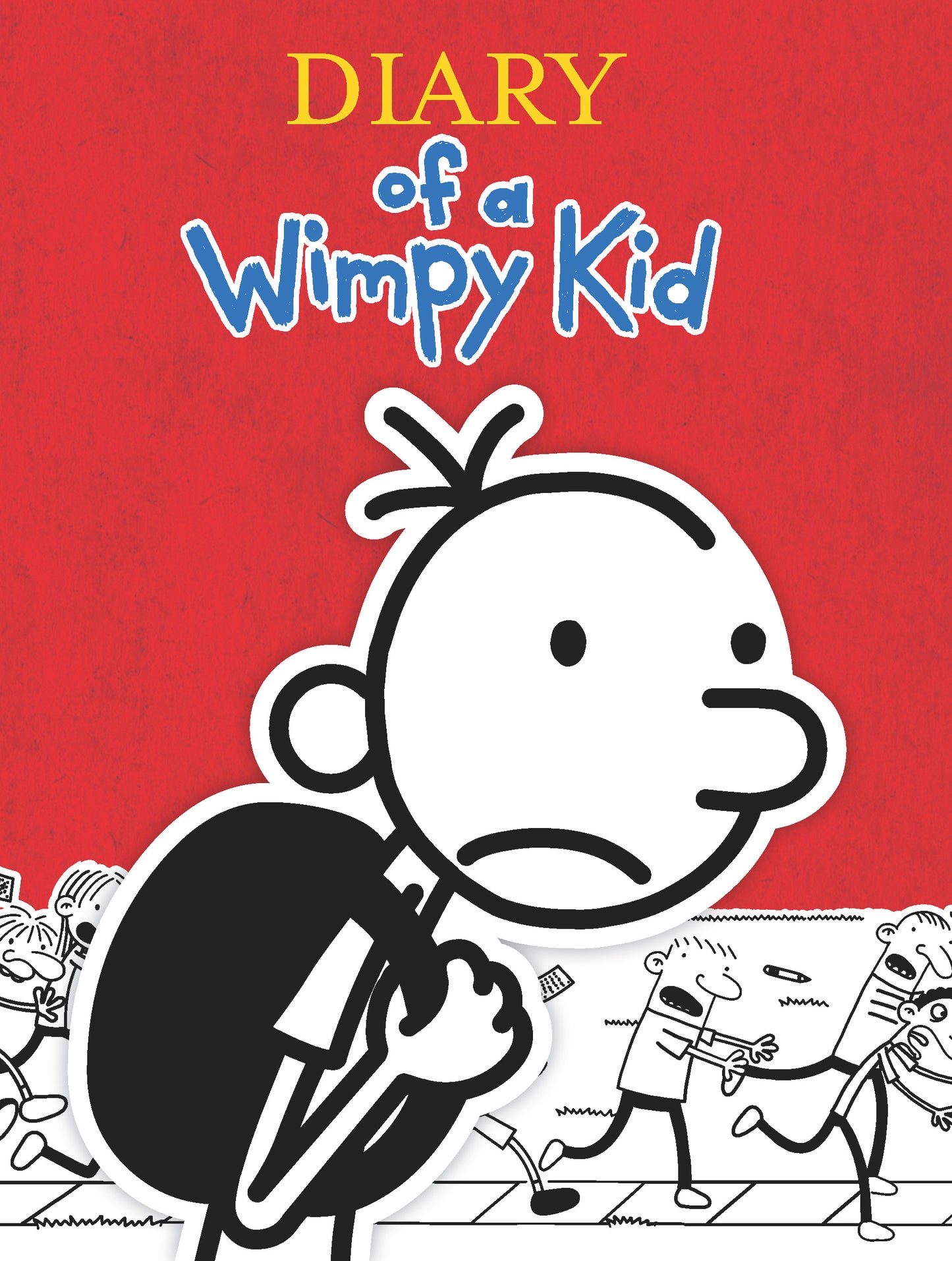 Diary of a Wimpy Kid box set cover featuring cartoon character Greg with frown expression on red background