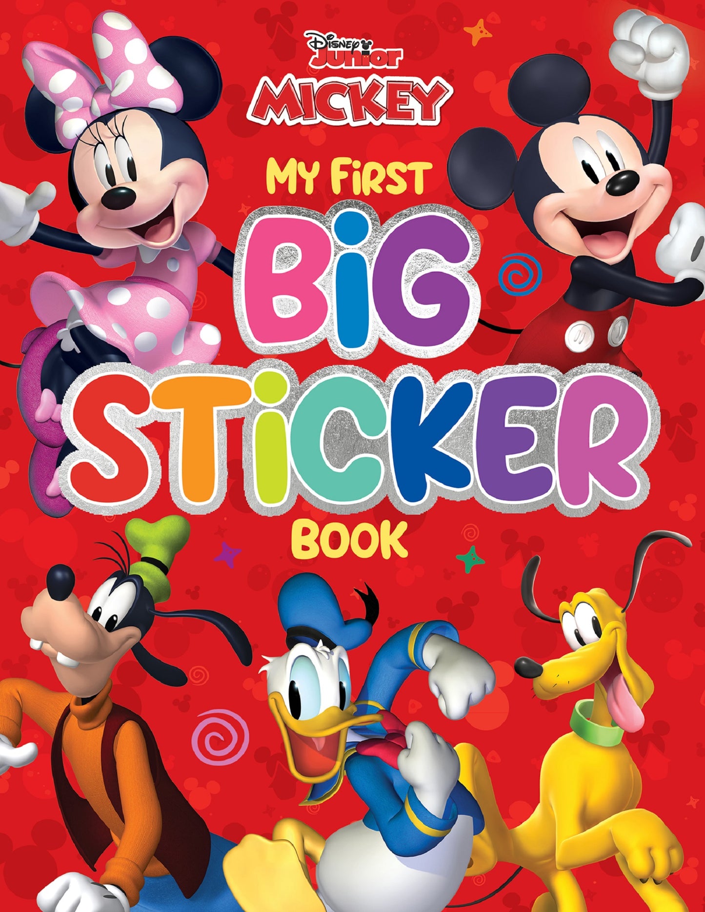 Disney Mickey Mouse My 1st Big Sticker Activity Book cover featuring Minnie Mouse, Mickey Mouse, Goofy, Donald Duck, and Pluto on a red background with colorful
