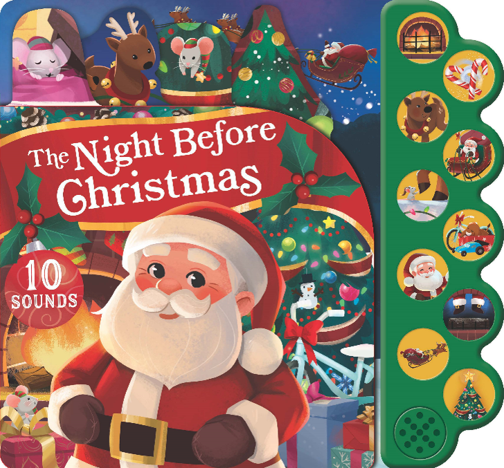 Night Before Christmas 10-Button Sound book with Santa and holiday scenes