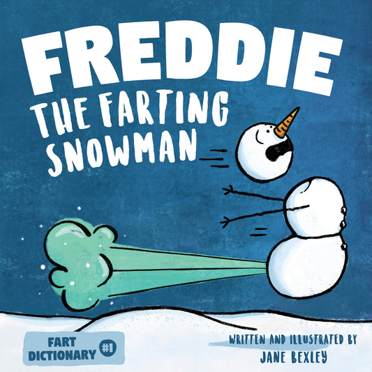 Freddie the Farting Snowman toy with green fart cloud effect illustration