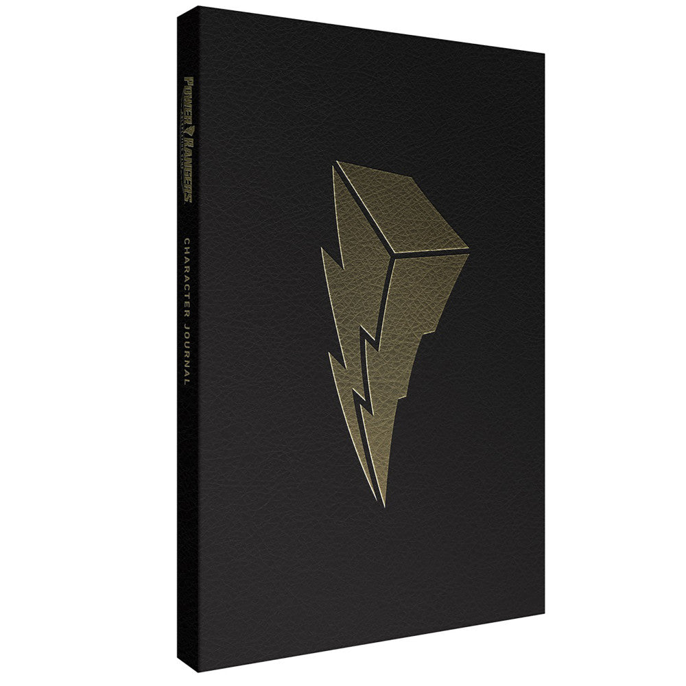 Black hardcover journal with gold geometric lightning bolt and head silhouette design on front cover