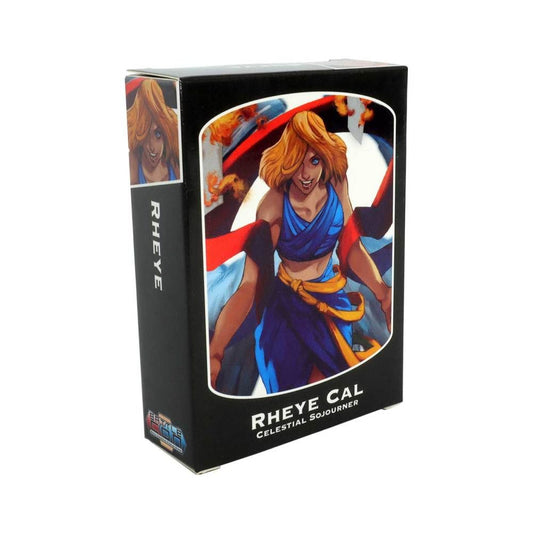 BattleCON Board Game Expansion: Rheye Cal Solo Fighter box featuring illustrated character with orange hair in blue and red outfit against dynamic background