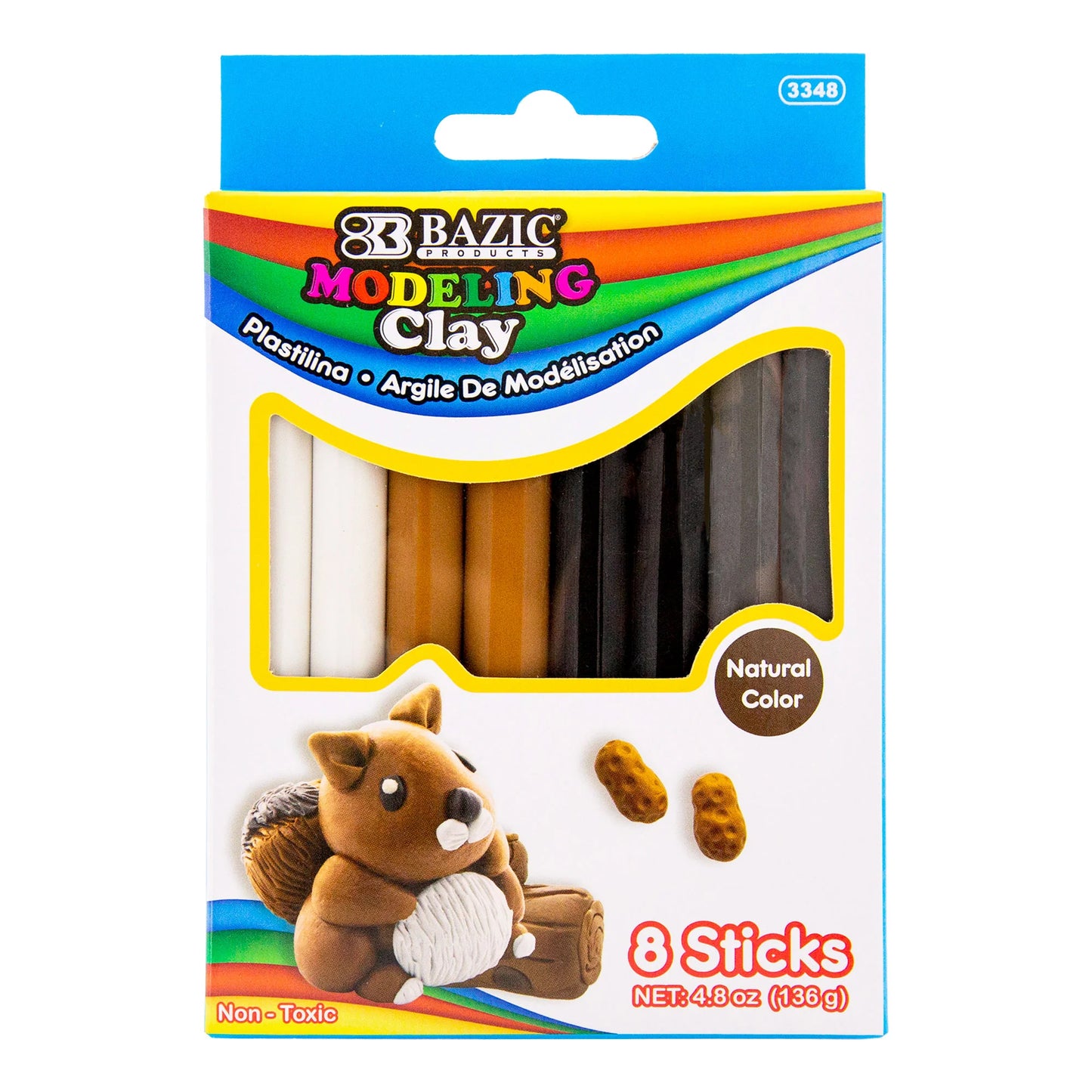 BAZIC Products® Modeling Clay Sticks, 4 Natural/Earth Colors, 4.8 oz (136g) Per Pack, 24 Packs
