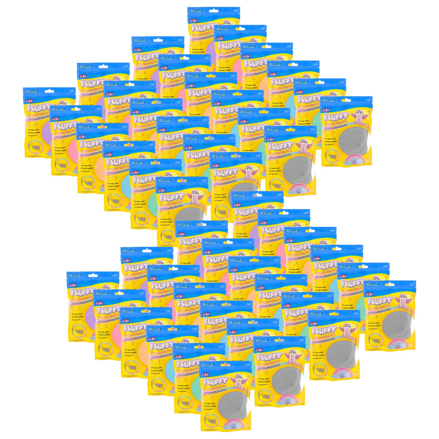 BAZIC Pastel Air Dry Modeling Clay 2 Oz., 48 Pack - Assorted Colors