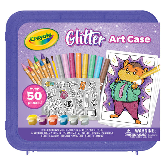 Crayola Sparkling Glitter Art Case - Portable Set with Paints, Markers & Crayons