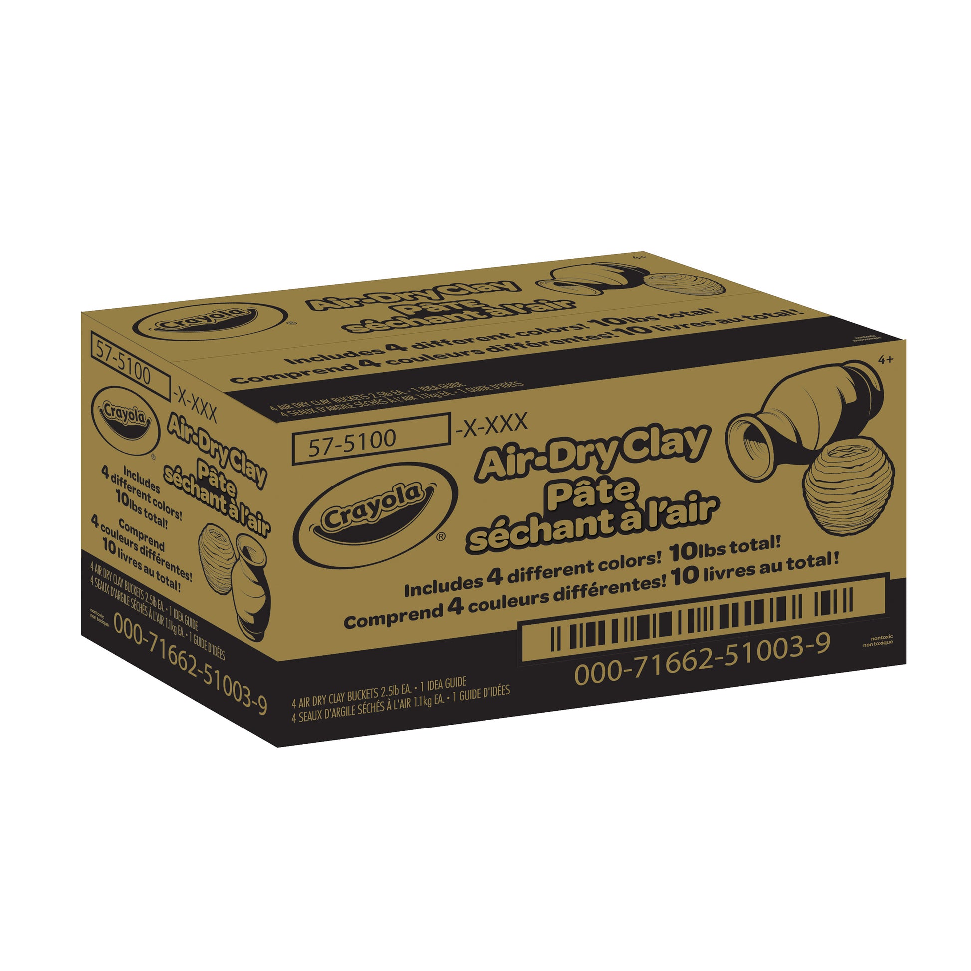 Crayola Air-Dry Clay Rainbow Sculpting Kit - 4 Colors, 2.5lb Each