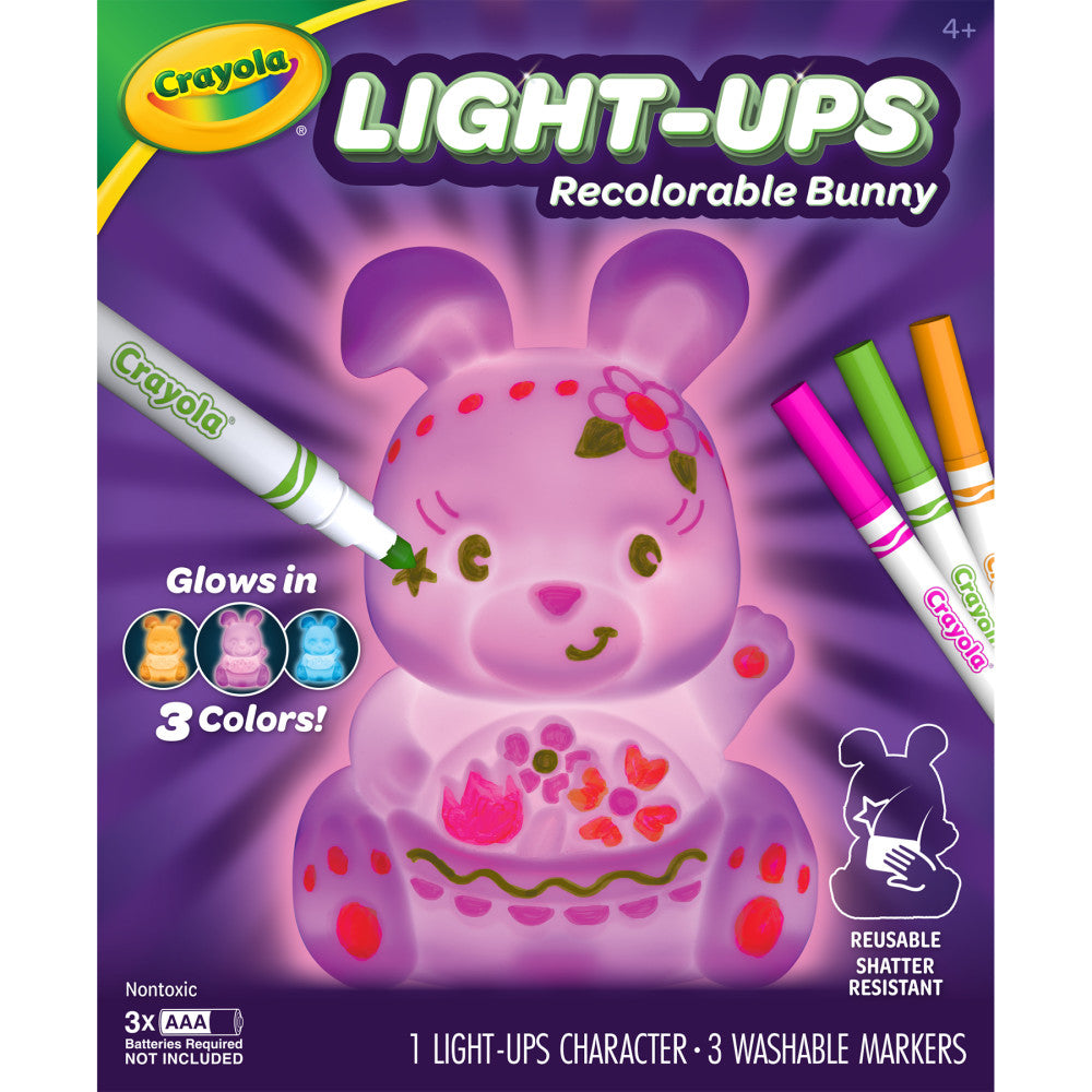 Crayola Creativity Play Light-Ups Recolorable Bunny - Includes Markers