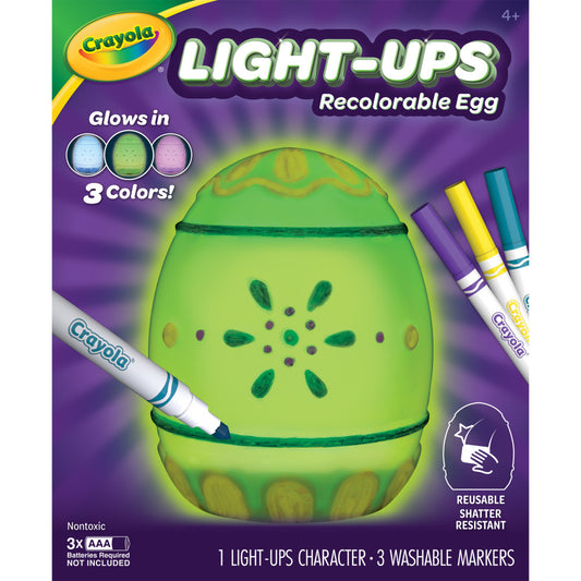 Crayola Light-Ups Recolorable Egg with Washable Markers - Red, Blue, Green
