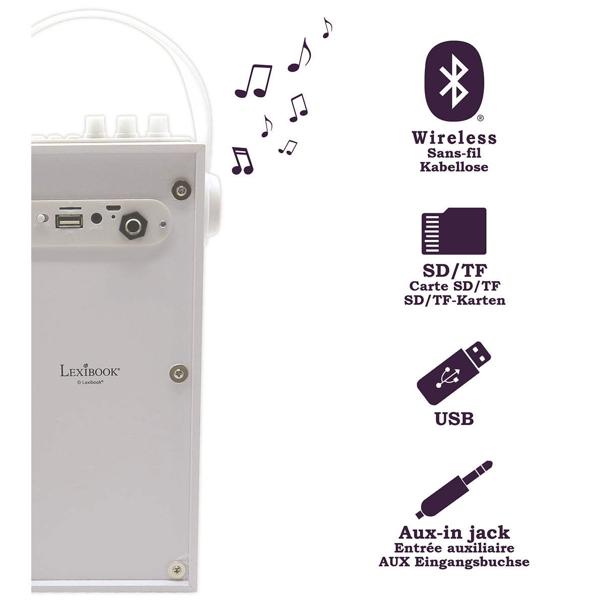 LEXIBOOK iParty® Trendy Portable Bluetooth® Speaker with mic and amazing lights effects