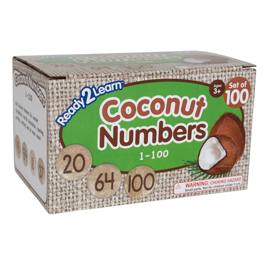 Ready2Learn Coconut Numbers Set - Natural Coconut Shells - 1-100 Counting Pieces