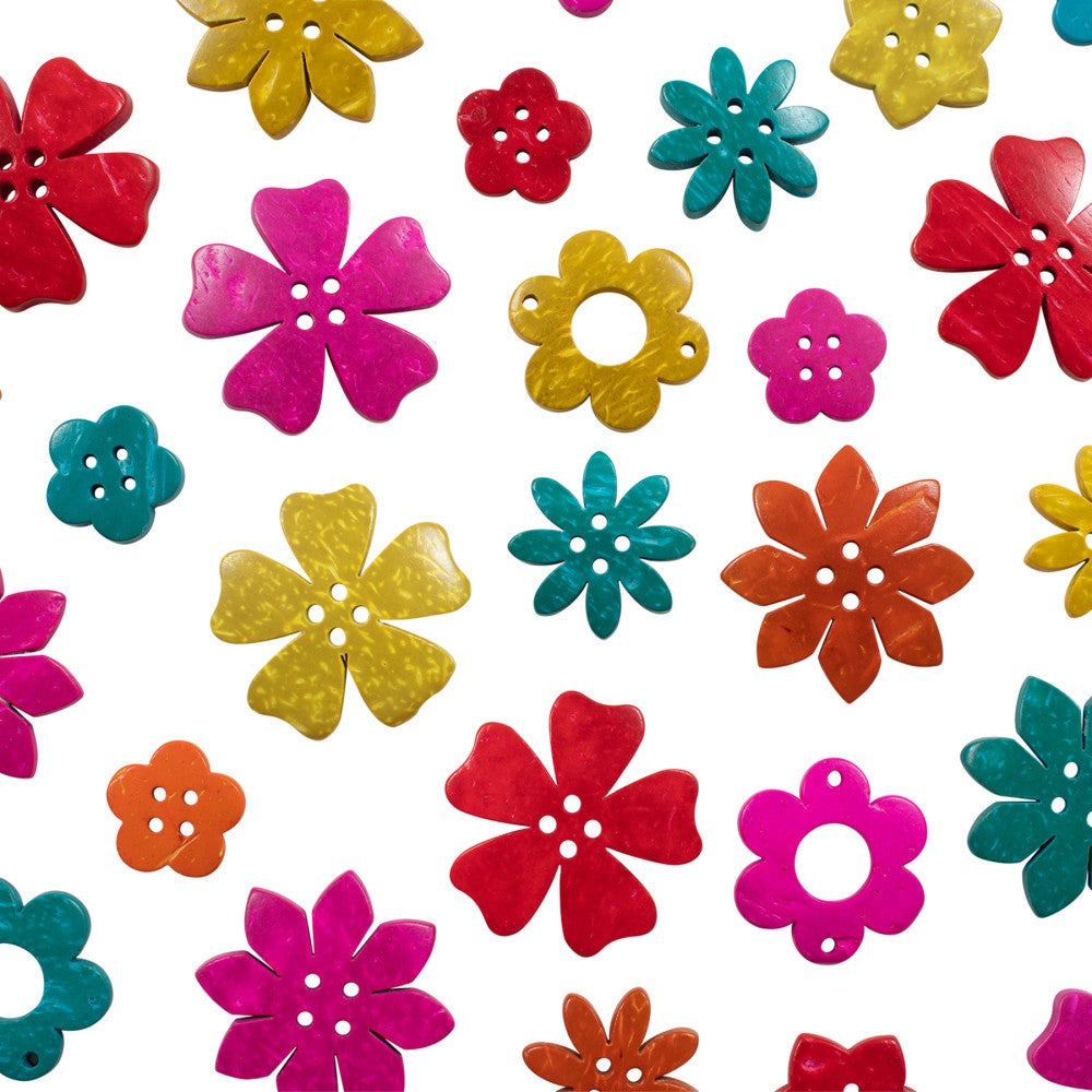 READY 2 LEARN Vibrant Coconut Flowers - Crafting and Learning - Set of 50