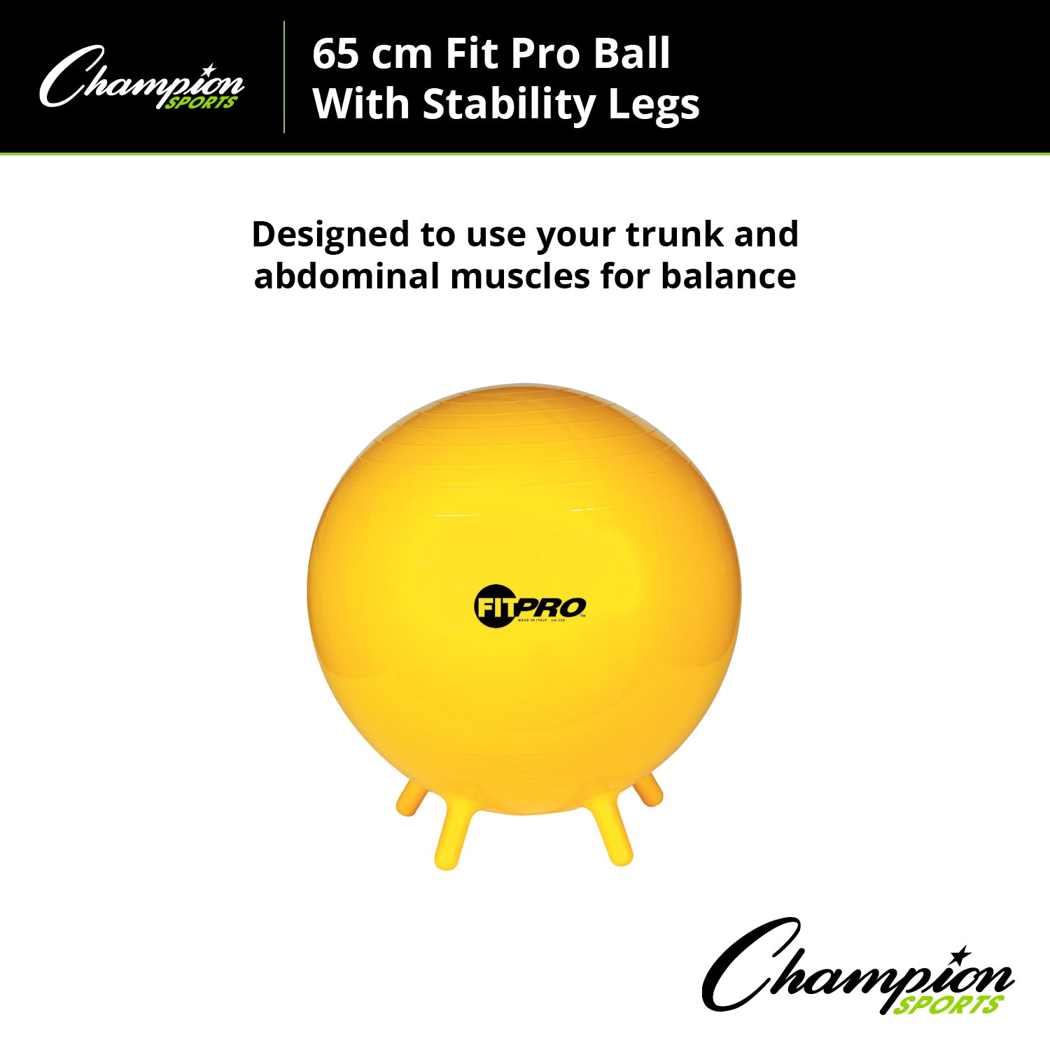 Champion Sports FitPro Ball with Stability Legs, 65cm - Stability & Strength Trainer