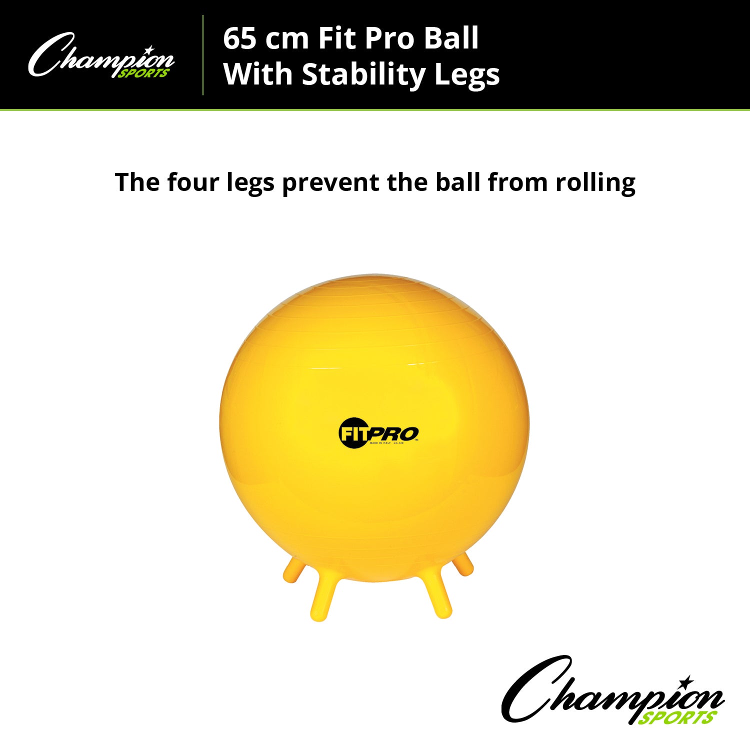 Champion Sports FitPro Ball with Stability Legs, 65cm - Stability & Strength Trainer