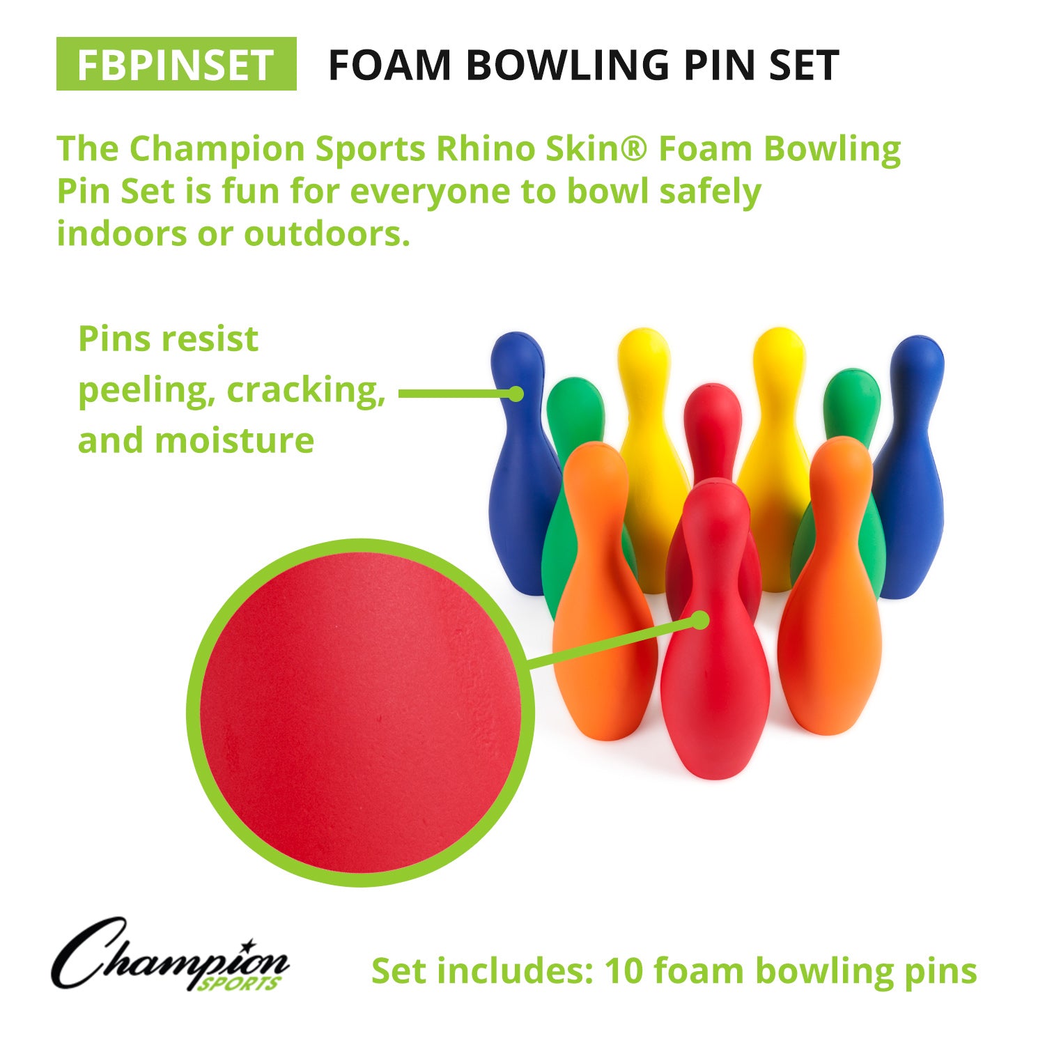 Champion Sports Multi-Color Foam-Coated Bowling Pin Set