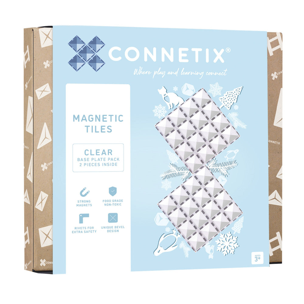 Connetix Magnetic Tiles 2-Piece Clear Base Plate Pack for Creative Building