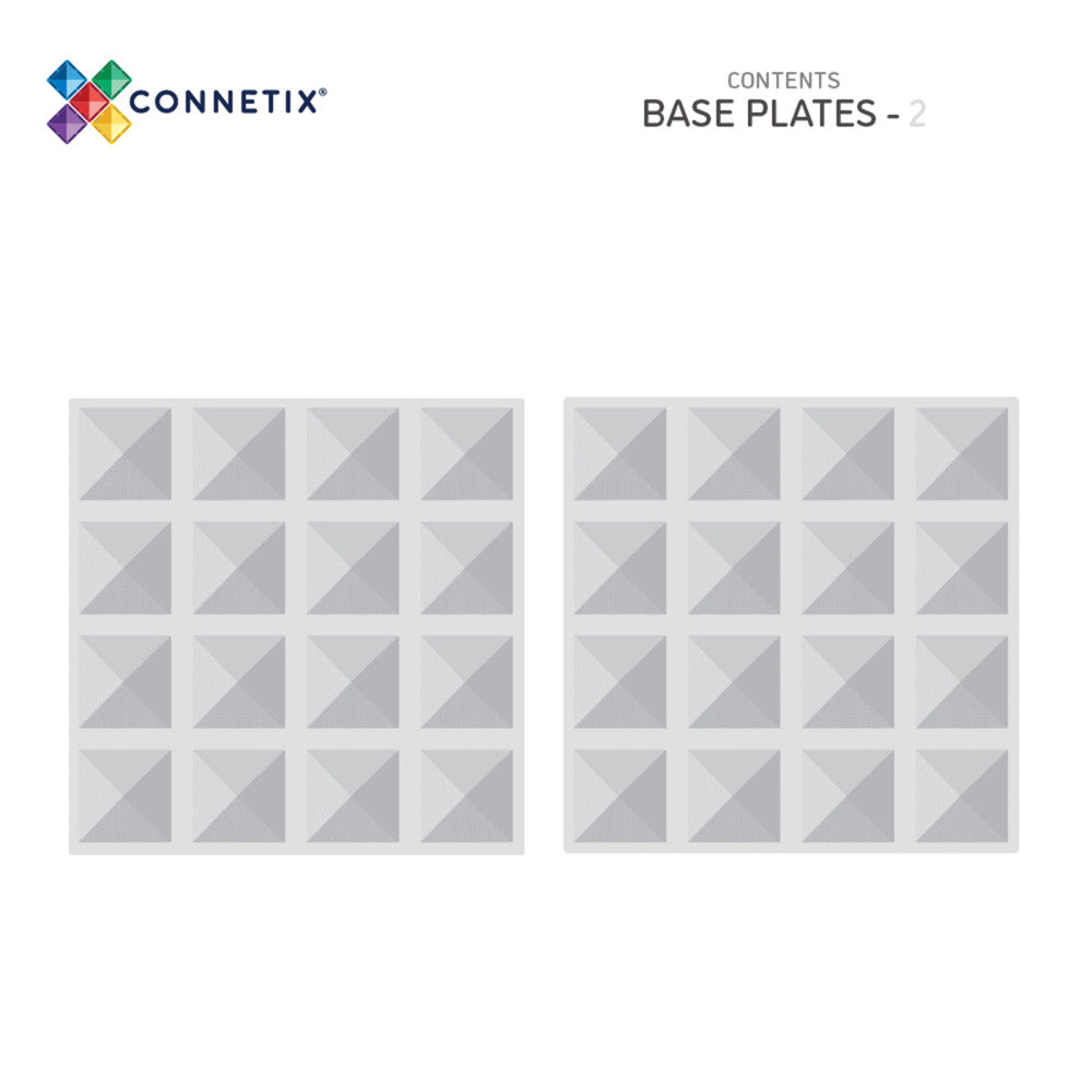 Connetix Magnetic Tiles 2-Piece Clear Base Plate Pack for Creative Building