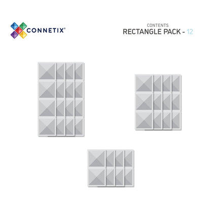 Connetix Magnetic Tiles Clear Rectangle Pack, 12-Piece Set