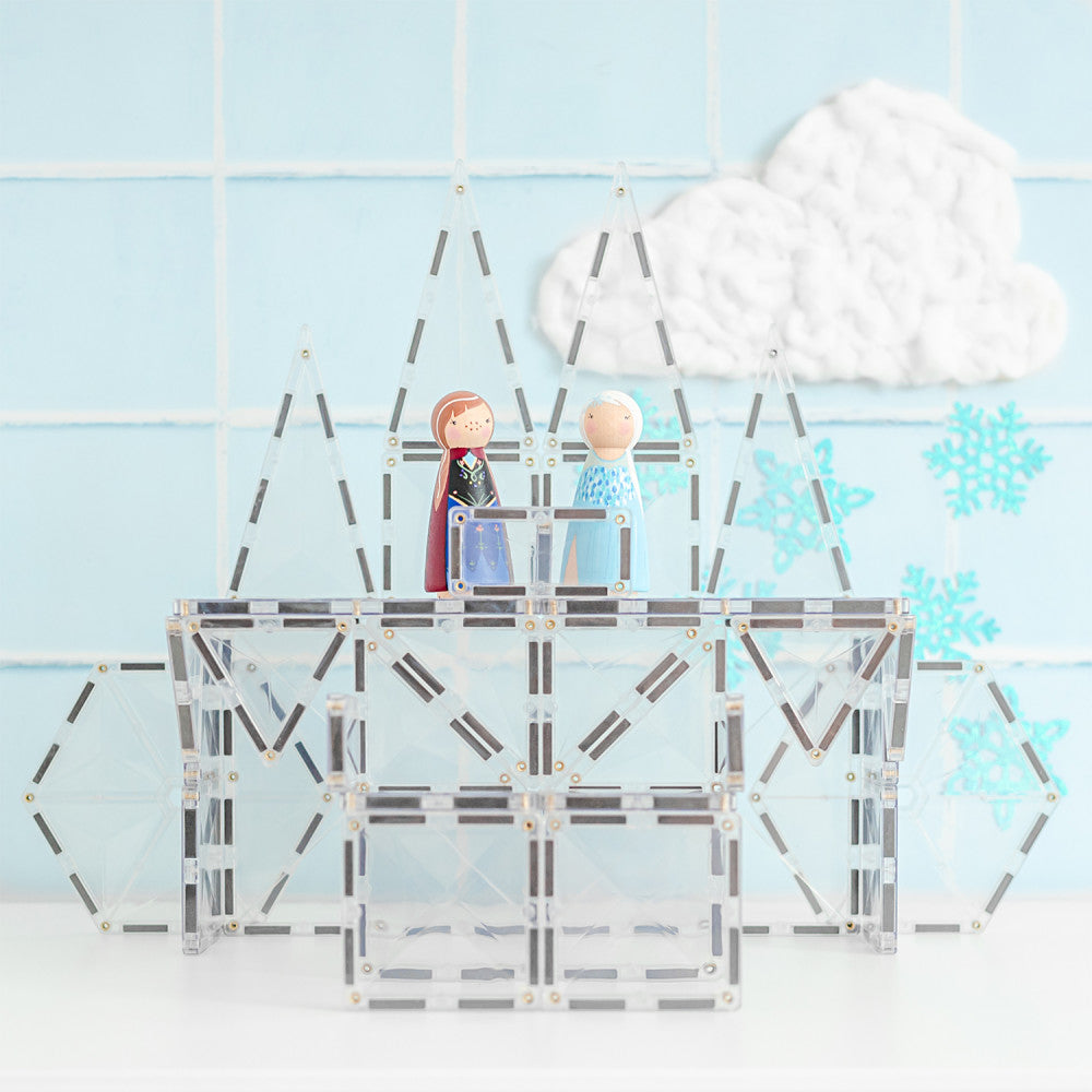 Connetix Magnetic Tiles Clear Starter Pack - 34 Piece Translucent Shapes