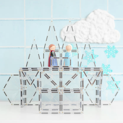 Connetix Magnetic Tiles Clear Starter Pack - 34 Piece Translucent Shapes