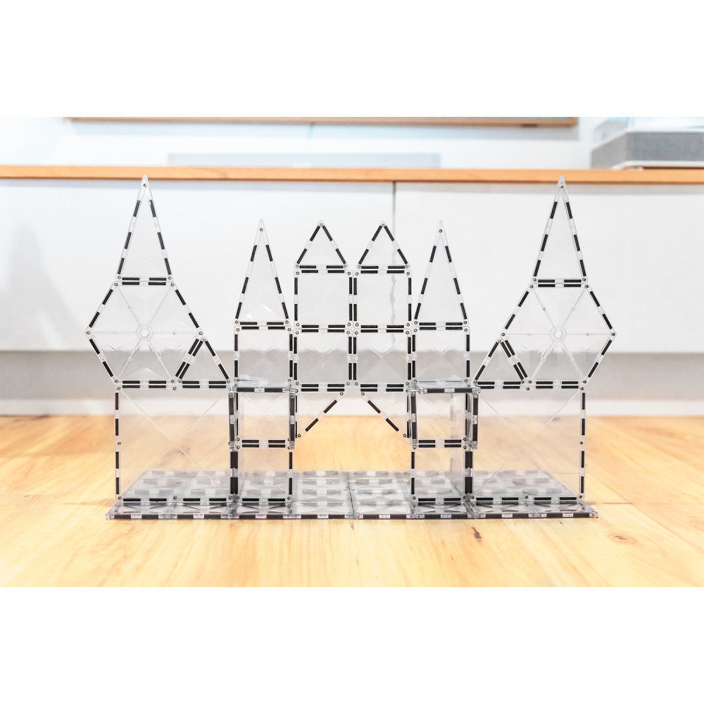 Connetix Magnetic Tiles Clear Starter Pack - 34 Piece Translucent Shapes