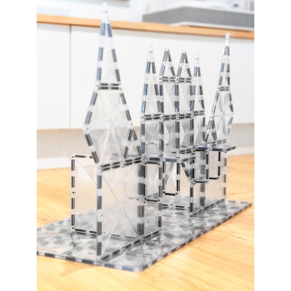 Connetix Magnetic Tiles Clear Starter Pack - 34 Piece Translucent Shapes