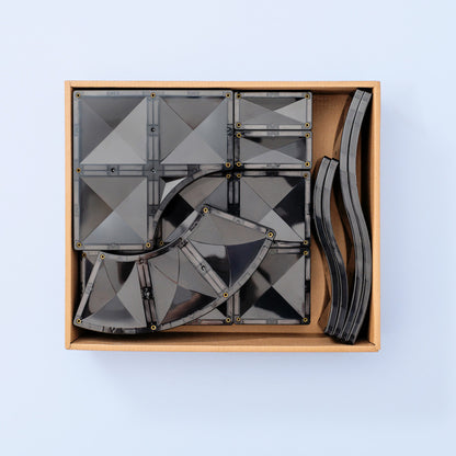 Connetix Magnetic Tiles Creative Roads Pack - 48 Piece Sleek Black Set
